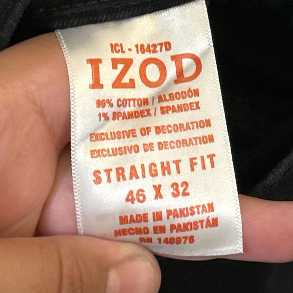 Izod Men Pants Size 46x32 Regular Tapered Fit Denim Jean Black NWT - Image 3 of 4