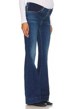 NWT - Good American GOOD FLARE TOUSER HEM Blue363 MATERNITY JEANS - 00 / 24