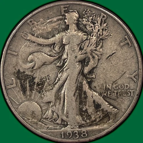 1938-D Walking Liberty Half Dollar Choice Very Fine VF+/XF Coin Scratches #33287