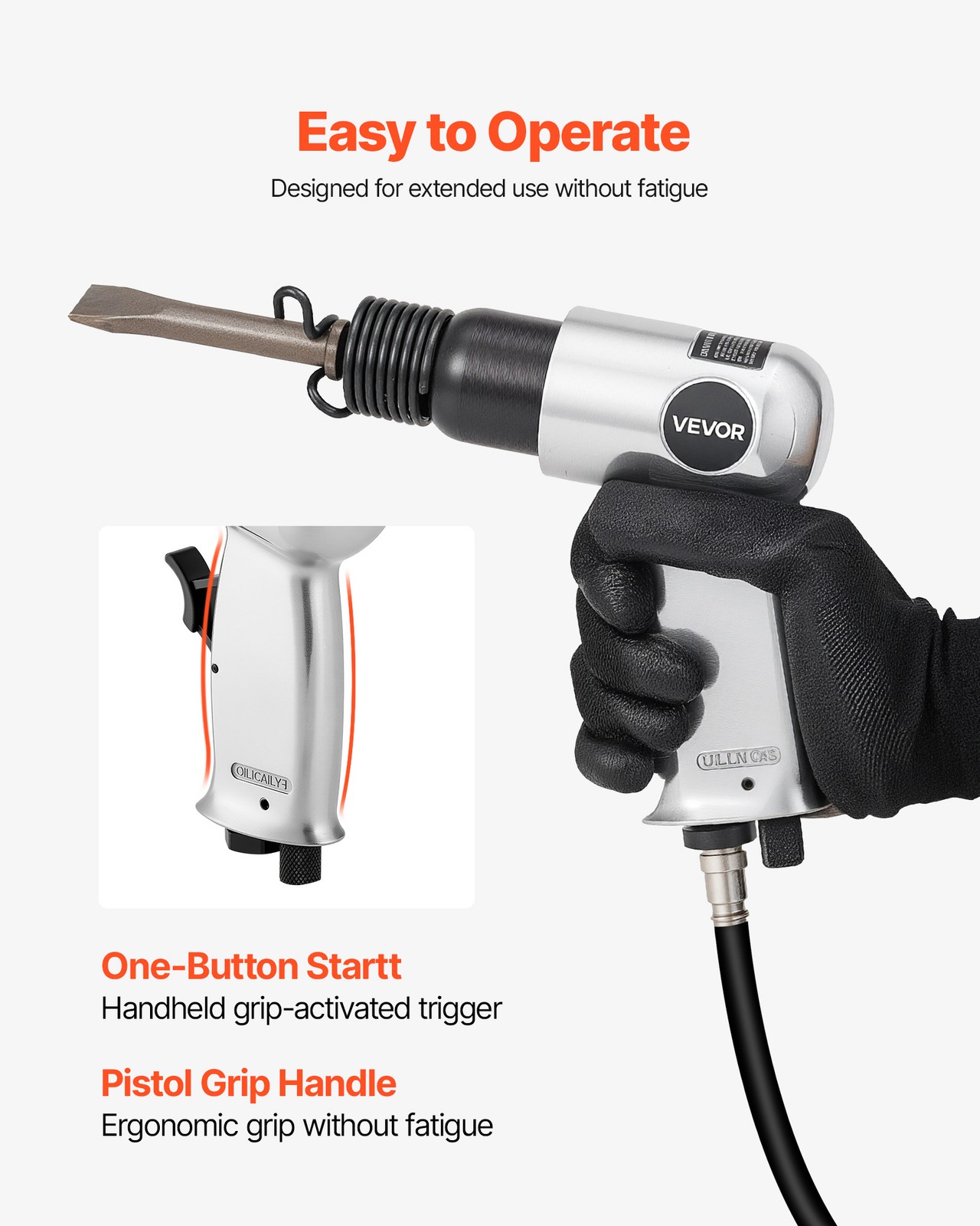 VEVOR Air Hammer 4500BPM Pneumatic Hammer with Air Needle Scaler & 4 Chisels