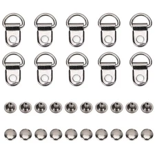 100 Sets Stud Fasteners D-Ring Boot Lace Buckle with Hook Shoelace Hook Rivet...