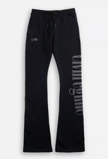 Civil Regime Pants Mens Small Black Concrete Flare Fleece Logo Sweat Joggers New