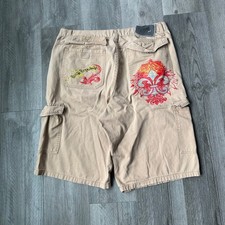 Vintage Y2K Grail Royal Republic Khaki Cargo Shorts Fleur-de-Lis Men's 40 baggy