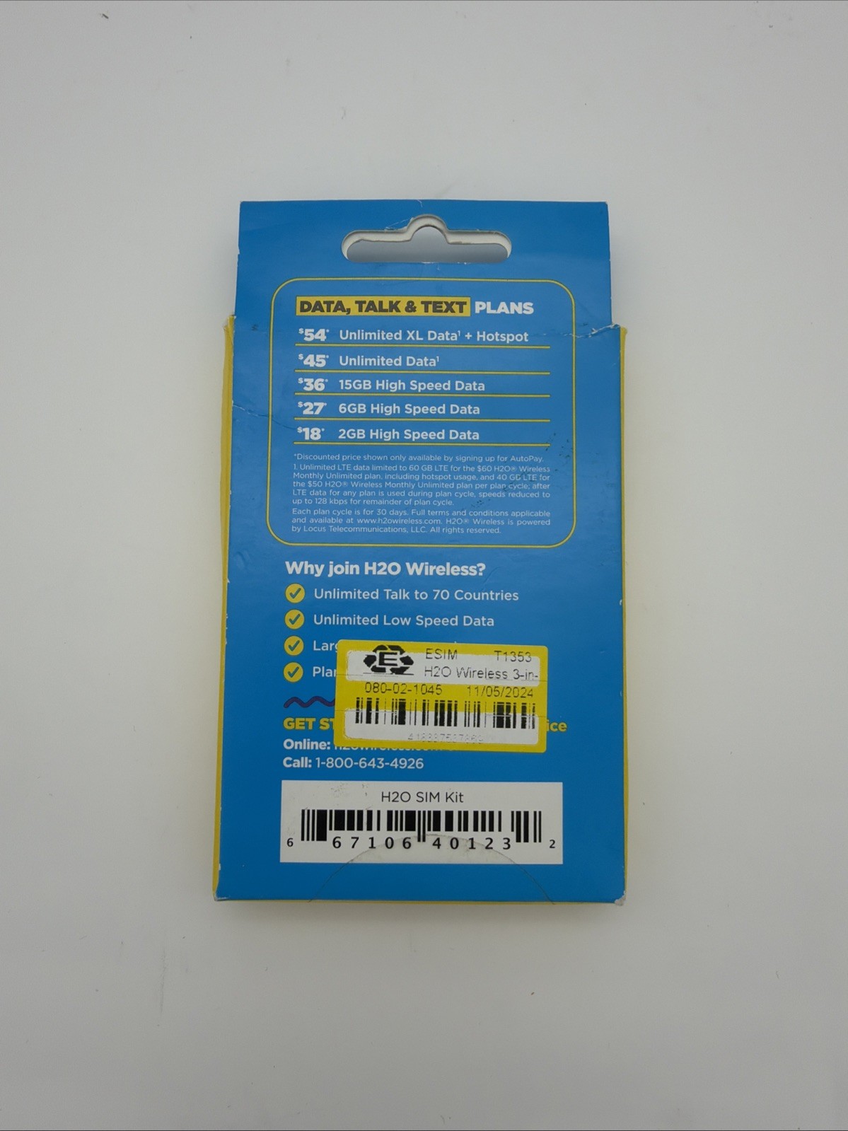 New  H20 Wireless Sim Starter Kit card Free Shipping!