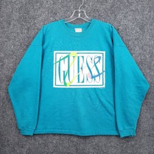VINTAGE Guess Georges Marciano 90s Sweatshirt Mens One Size Blue Fleece USA