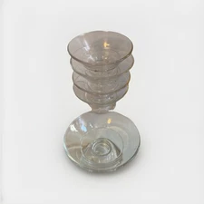 Set Of 5 Vintage Clear Glass Dessert Compote Bowls - 4” Tall And 6” Diameter 