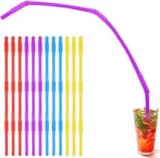 12PCS Extra Long Flexible Drinking Straws 28" Bendy Plastic Party Straws