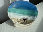 Hand Painted Clam Shell Art God Is Love Beach Coastal Christian Shelf Decor  — photo 2