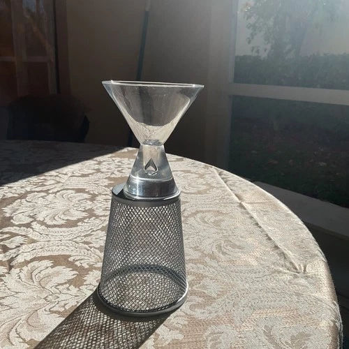 Genuine STEUBEN Crystal Martini Glass – Vintage Modernist Barware – Signed