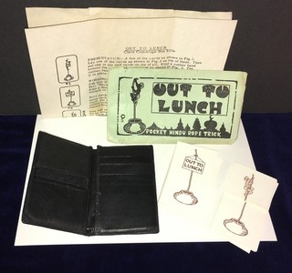 Leather OUT TO LUNCH WALLET with cards and original instructions