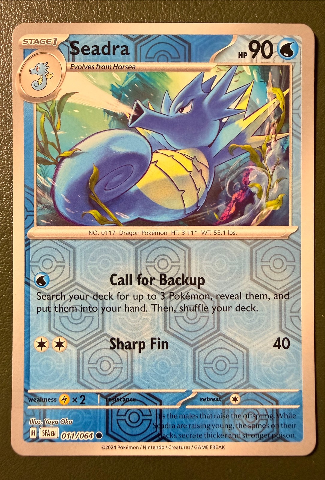 Pokemon TCG Seadra 11/64 Shrouded Fable SV6.5 Reverse Holo NM