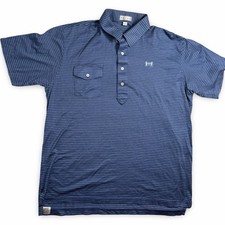 Peter Millar Polo Shirt Mens Large Blue Striped Excellent Cotton Short Sleeve