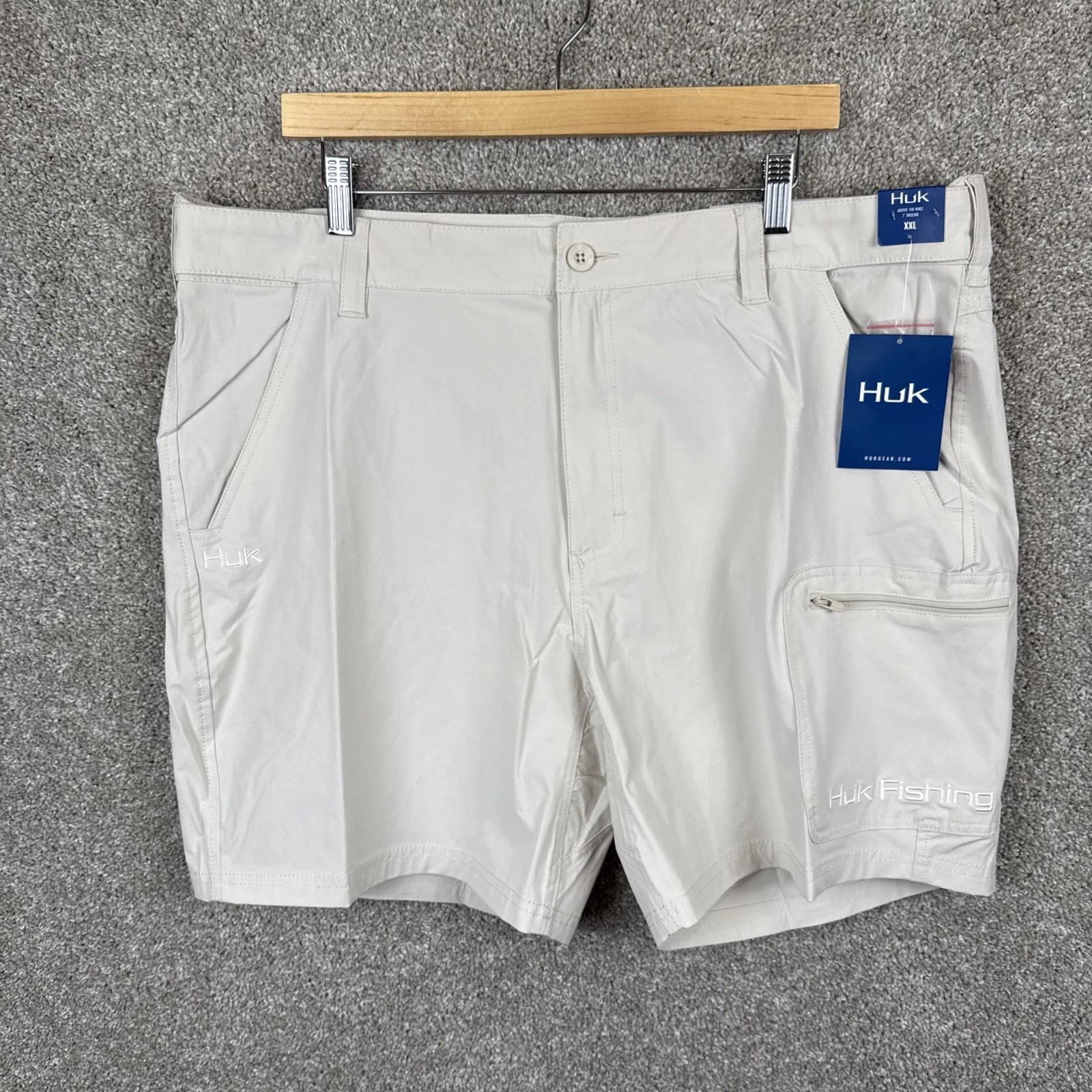 HUK Fishing Shorts Next Level 7” Inseam 5-Pocket Quick Dry Men’s XXL Beige NEW