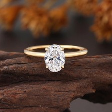 Oval Moissanite Ring Gold Plated 925 Sterling Silver Ring Gift For Her