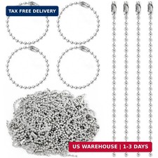 300 Pcs Ball Bead Chain Ball Chain Keychain Dog Tag Metal Bead Chain Beaded Chai