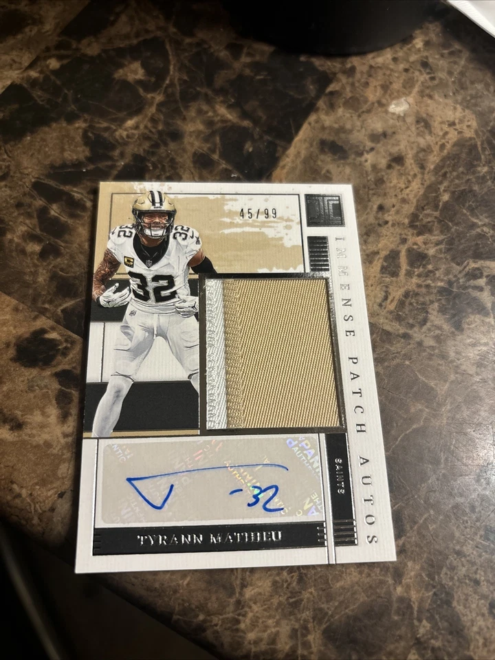 Патч-карта с автографом 2025 Panini Impeccable Tyrann Mathieu номер 45/99 - Изображение 2 из 3