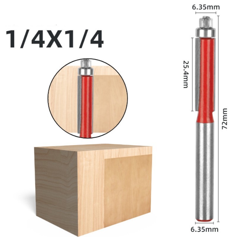 2Pcs Router Bit 1/4" Shank 1/4"-1/2" Dia Flush Trim Bit with Bearing 2 Flutes