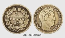 1 Franc 1838 B (Rouen) Louis-Philippe I ° . France. Silver