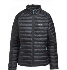 Rab Women’s Microlight Alpine Down Hiking Jacket Black/Aqua UK 1
