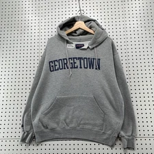 Georgetown University Hoodie Sweatshirt Mens Large Gray Hooded Fleece Pullover