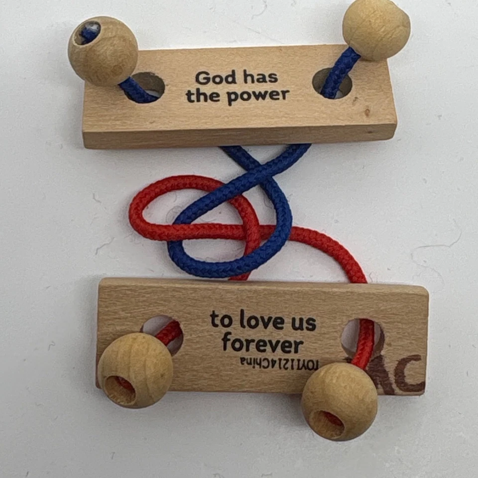 木制绳子拼图上帝有能力永远爱我们基督教宗教礼物 — 第 2/4 张图片