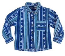 Vintage Honors Toddler Shirt 2T Southwestern Aztec Western Blue Button Up 90s