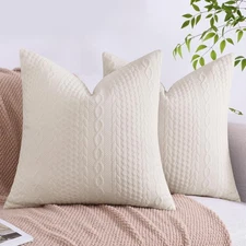 Decorative Throw Pillow Covers 16x16 Set of 2 for Sofa Bed with Raised