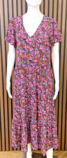 J.Crew Women's 12 Pink Dress Viscose Fit & Flare Midi Floral Bohemian Minimalist