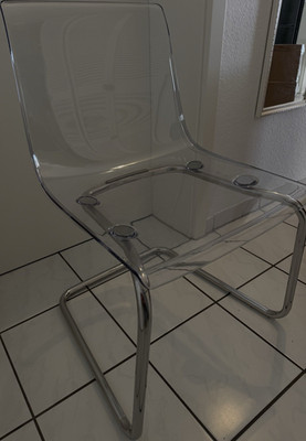 IKEA TOBIAS Stuhl transparent verchromt modern Esszimmerstuhl 56x55x82 cm