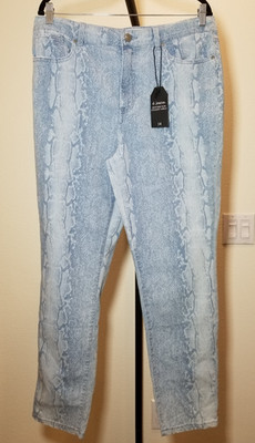 D Jeans High Rise Slim Straight Ankle Jeans Sz 14 Blue Stretch Retro Street NWT