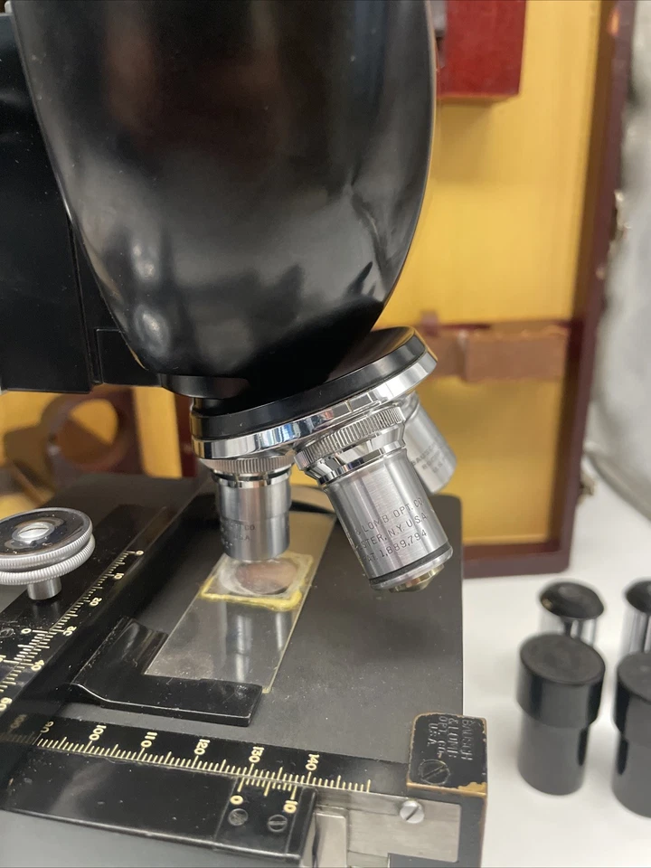 Microscope Bausch & Lomb Model Binocular Compound + case Slides Lab Equipment - Image 4 of 4