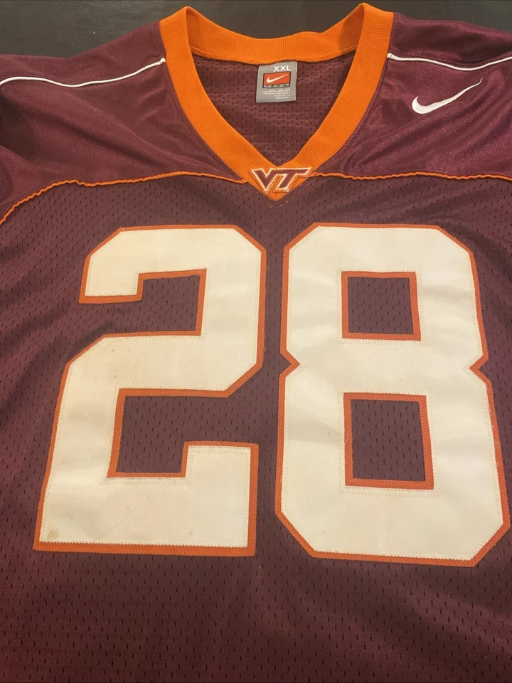 Vintage Nike Virginia Tech Hokies Jersey Mens 2XL Maroon Red Orange Athletic #28 - Image 3 of 4