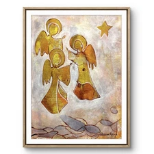 Original Christmas Angels on 12x9 Heavy Art Paper Abstract Expressionism Decor