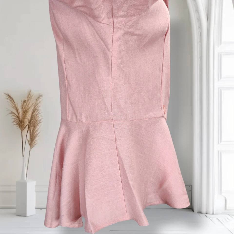 Blazer Vintage Rosa Peplum Talla 14 Un Botón Manga Abullonada Chaqueta de Montar Foto 4 de 4