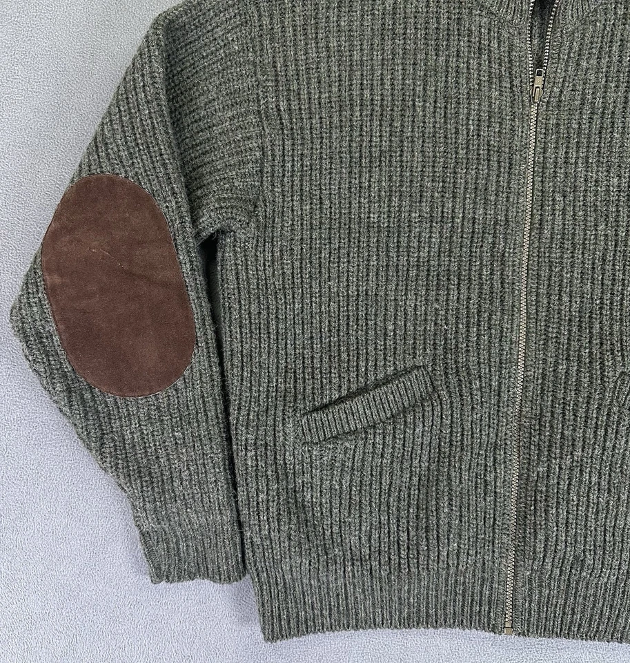 Chaqueta Cabelas Mediana Verde Lana Cárdigan Codo Parche Tejido Pescador De Colección EE. UU. Foto 3 de 4