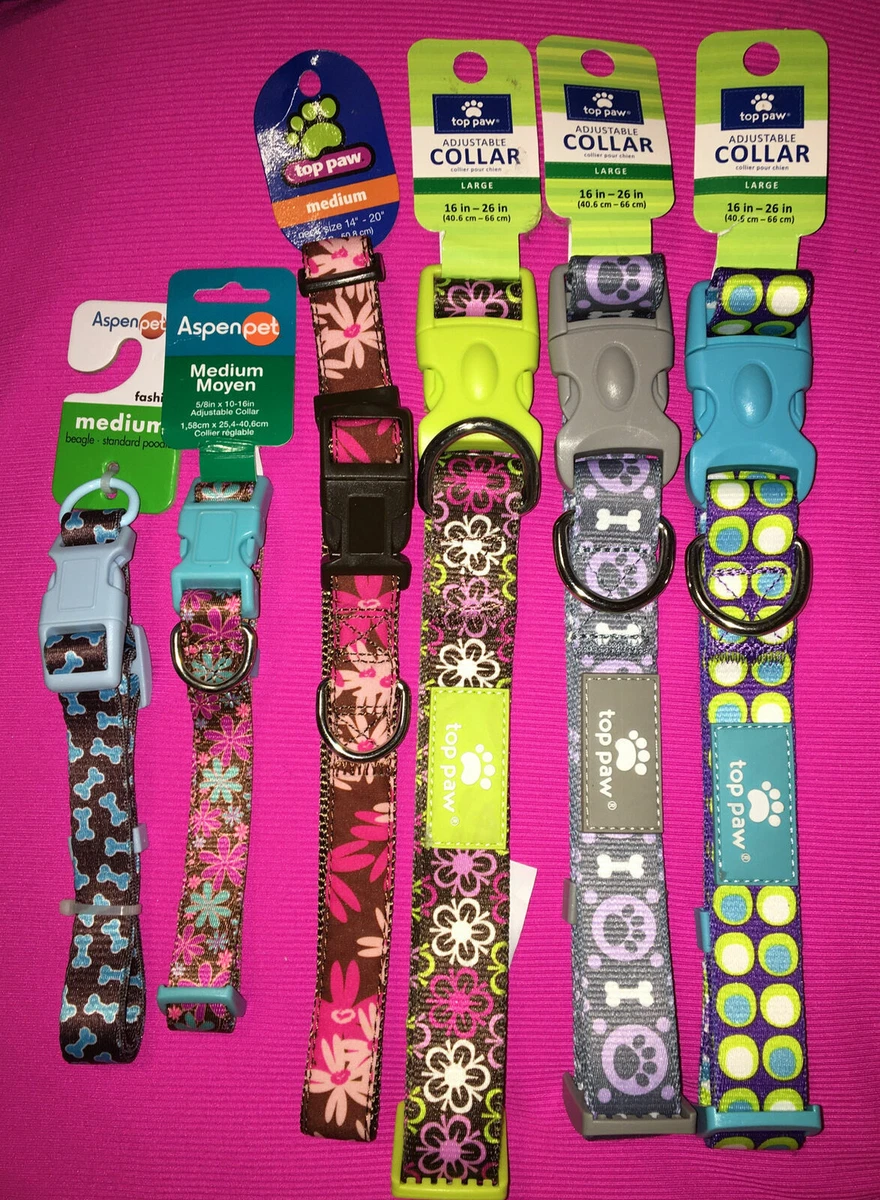 Top Paw Aspen Pet Adjustable Dog Collars Medium Larges All