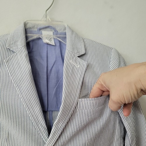 Crewcuts Blazer Boys 6-7 Grey White Stripe Seersucker Thompson Sport Coat 23789 - Picture 4 of 14