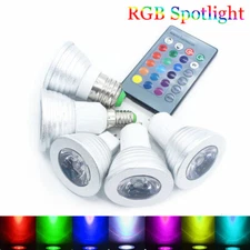 3W RGB LED Lamp E27 GU10 MR16 Bulb Changeable Spotlight Remote Control 16 Colors