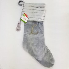 Letter Initial L 21" Silver Monogram Holiday Stocking Sequin Xmas Target Elegant