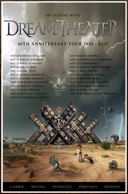 未使用DREAM THEATER 40th Anniversary Poster DREAM THEATER 40th Anniversary Tour 2024 Ltd Ed RARE Poster