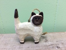 Wooden Hand Painted Cat Christmas Ornament