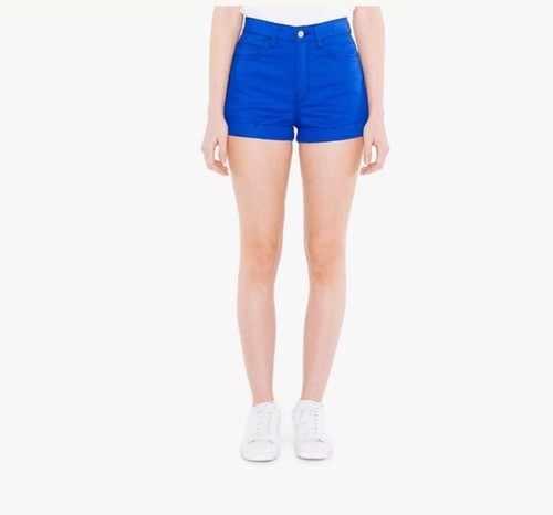 NWOT American Apparel Jean Bull Denim Cuffed Short in Bright Navy Blue Size 29