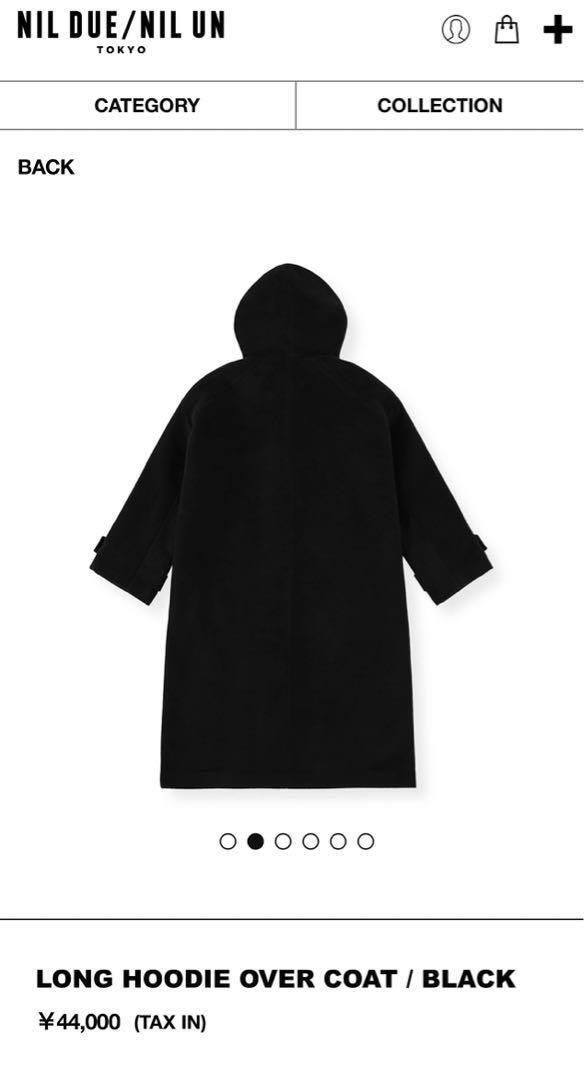 NIL DUE/NIL UN LONG HOODIE OVER COAT 黒 NIL DUE / NIL UN TOKYO