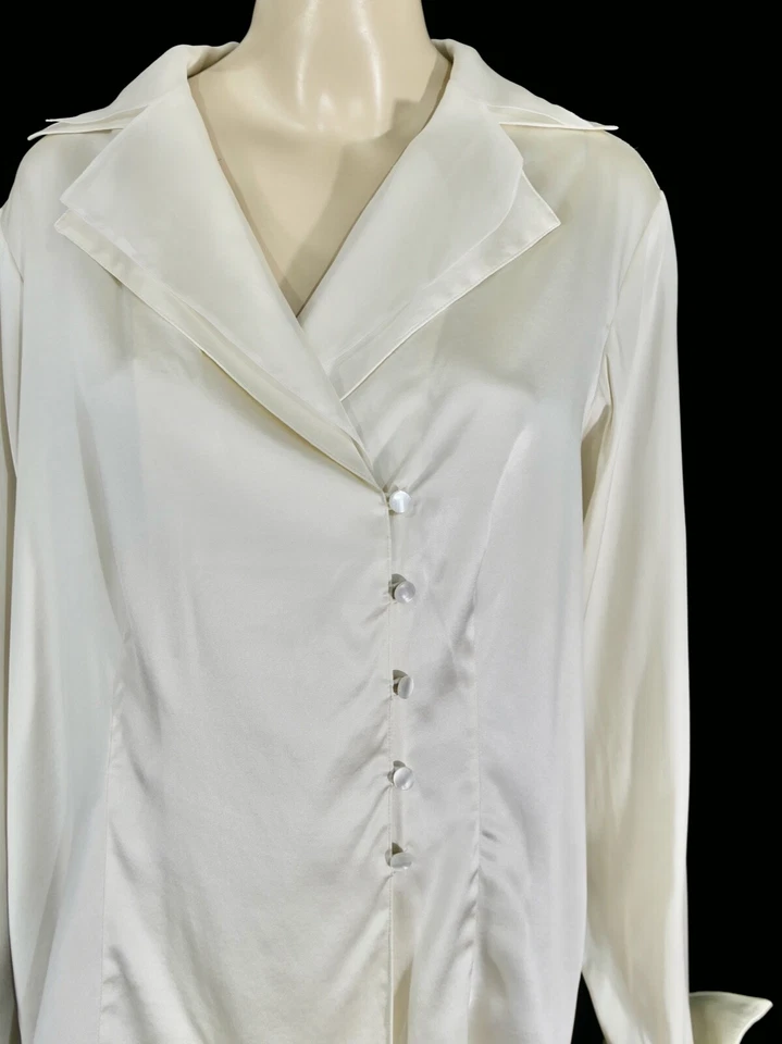 Blusa Doncaster Champagne Marfil Avant Garde Seda Talla Grande 16W Foto 4 de 4