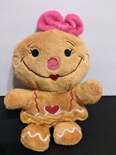 Dan Dee 8" Plush Gingerbread Girl Christmas Winter Holiday With Pink Bow