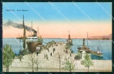 Trieste City Pier Bold Steamer Boats Postcard RT4929