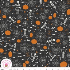 Riley Blake BAD TO THE BONE 11920B Skeletons Spiderwebs Quilt Fabric HALLOWEEN