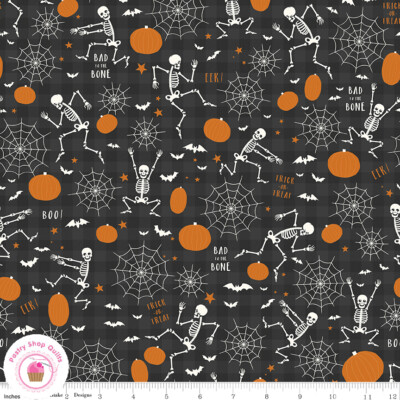 Riley Blake BAD TO THE BONE 11920B Skeletons Spiderwebs Quilt Fabric HALLOWEEN