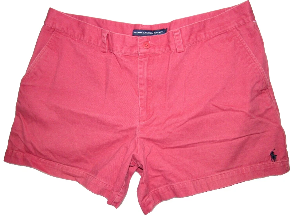 Ralph Lauren Mujer Talla 14 Rojo Algodón Lona 4 Bolsillos Informal Chino Corto 36x5 Foto 2 de 4