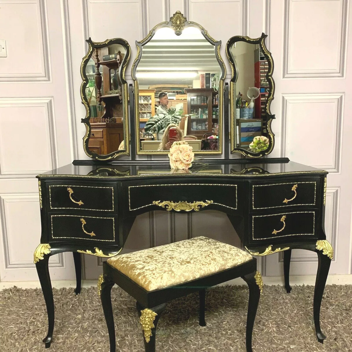 Black gold dressing table deals